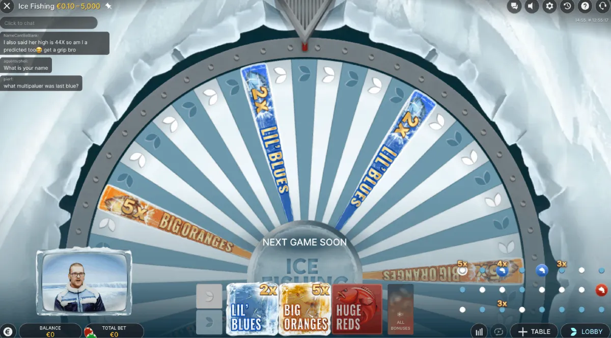 Ice Fishing live game show wheel